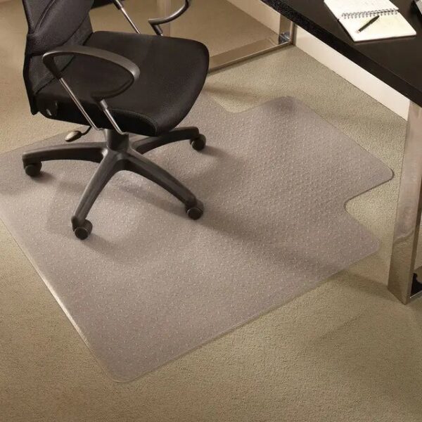 Office chair on plastic floor mat