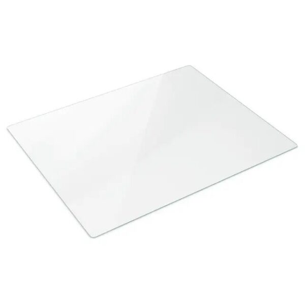 Clear glass sheet, rectangular shape.