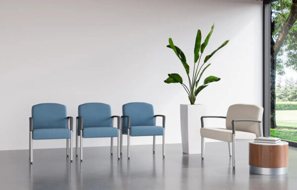 Modern waiting room with chairs and plant