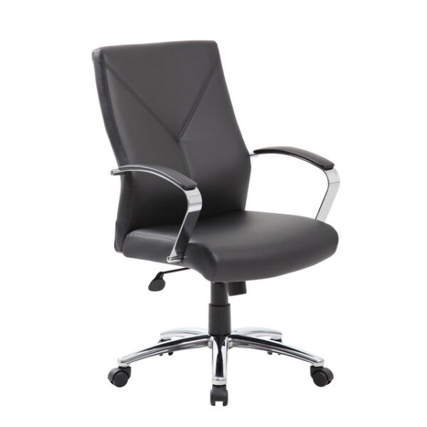 Black ergonomic office chair on wheels