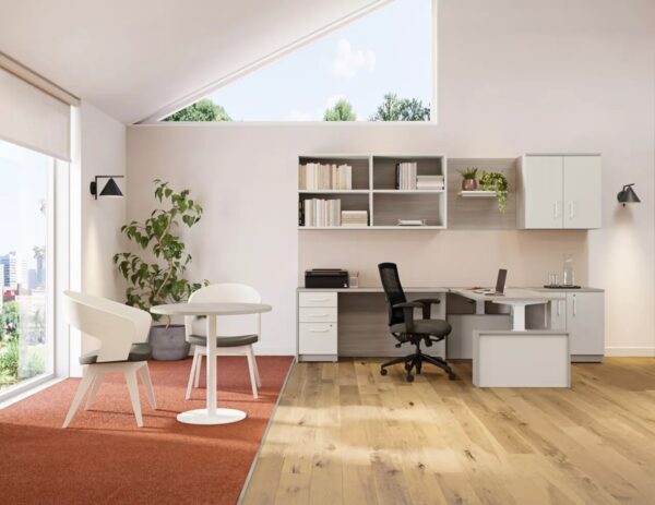 Modern office space with desk and chairs