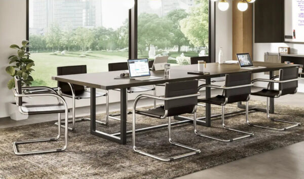 Modern conference room with table and chairs