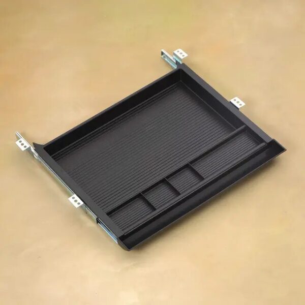 Black sliding drawer with compartments