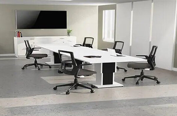 Modern office meeting room with chairs and table